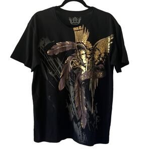 Muskogee Mens XL Black Metallic Graphic Print Tee Shirt